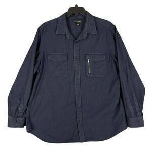 Banana‎ Republic Shirt Mens XXL Navy Houndstooth Soft Wash Workwear Classic